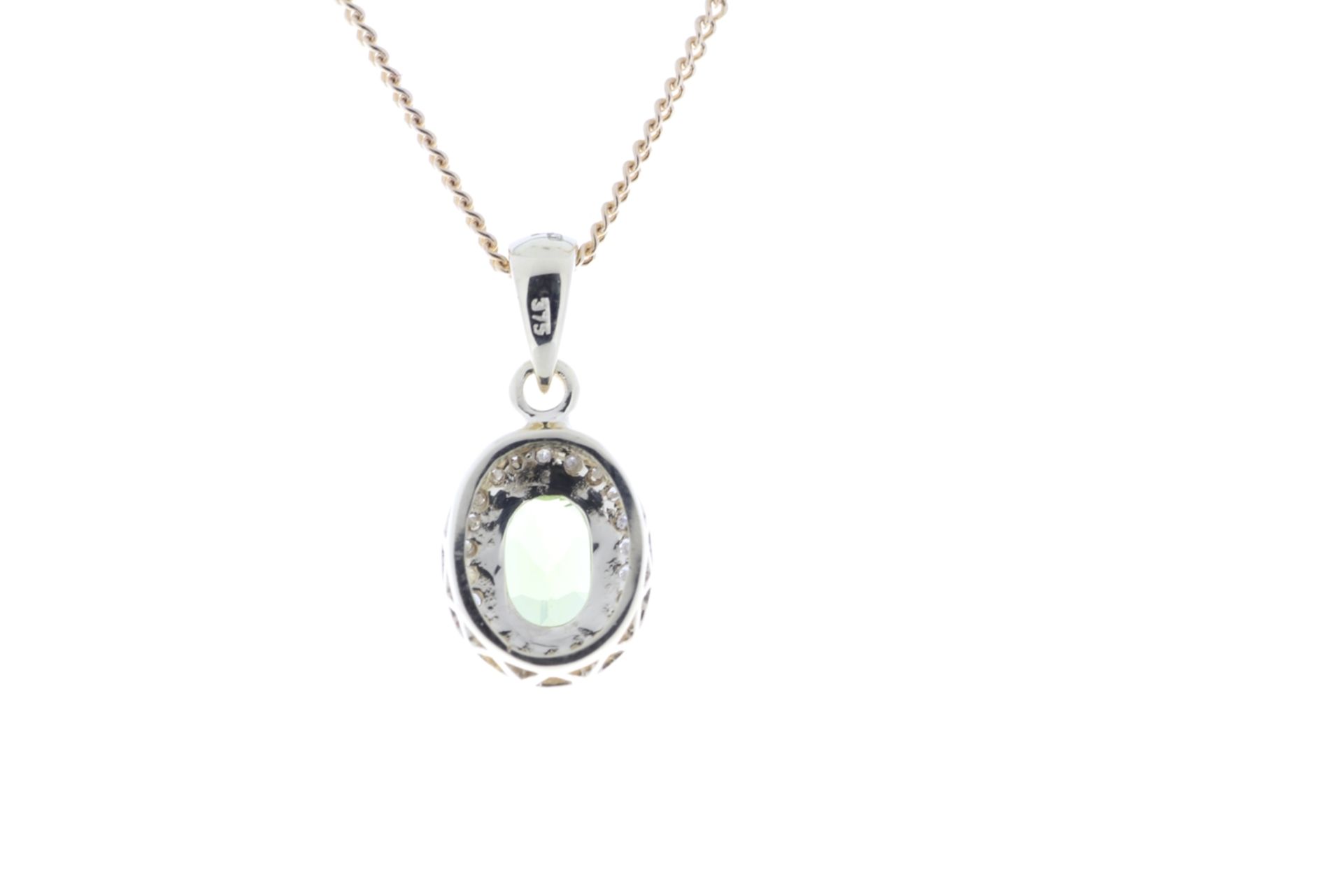 9ct Yellow Gold Diamond And Peridot Pendant (P 0.75) 0.11 Carats - Valued By IDI £1,870.00 - An oval - Image 2 of 4