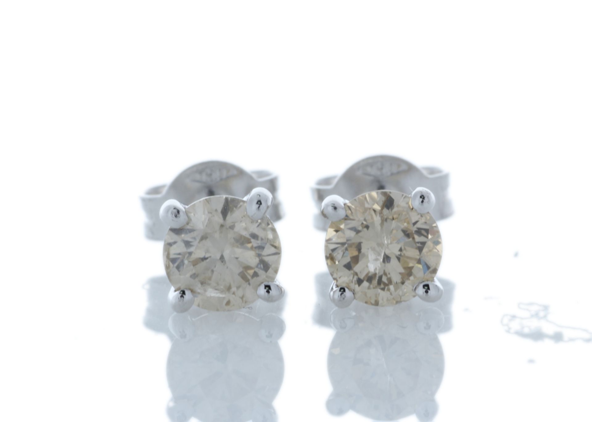 18ct White Gold Prong Set Diamond Earrings 1.22 Carats - Valued By GIE £8,540.00 - Two round