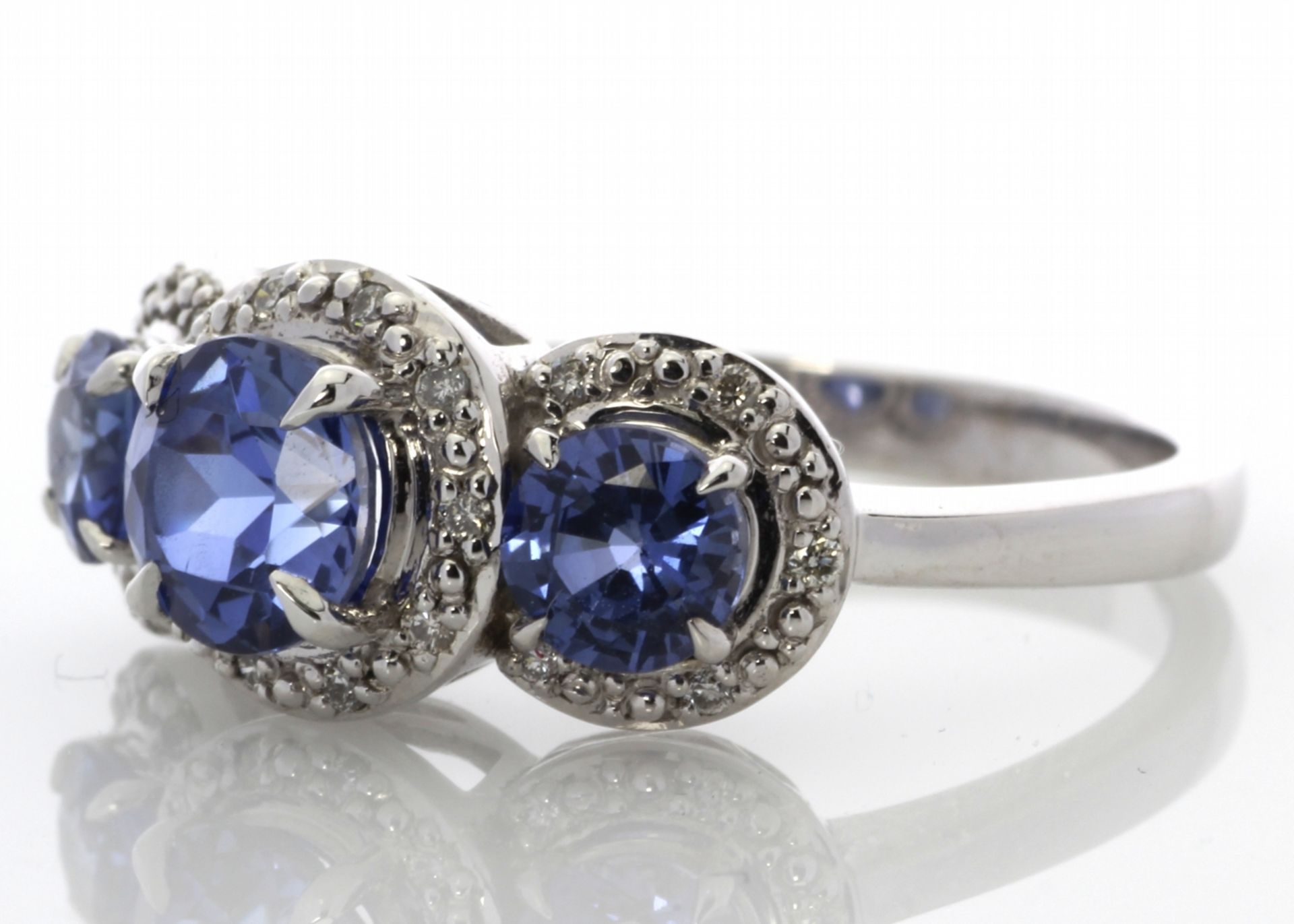 9ct White Gold Created Ceylon Sapphire And Diamond Ring (S2.21) 0.10 Carats - Valued By GIE £2,750. - Image 3 of 6