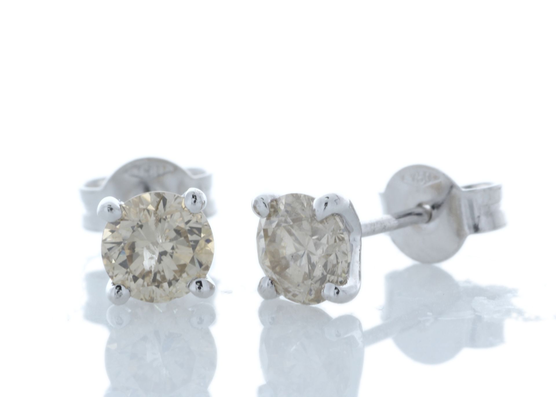 18ct White Gold Prong Set Diamond Earrings 1.22 Carats - Valued By GIE £8,540.00 - Two round - Image 2 of 3