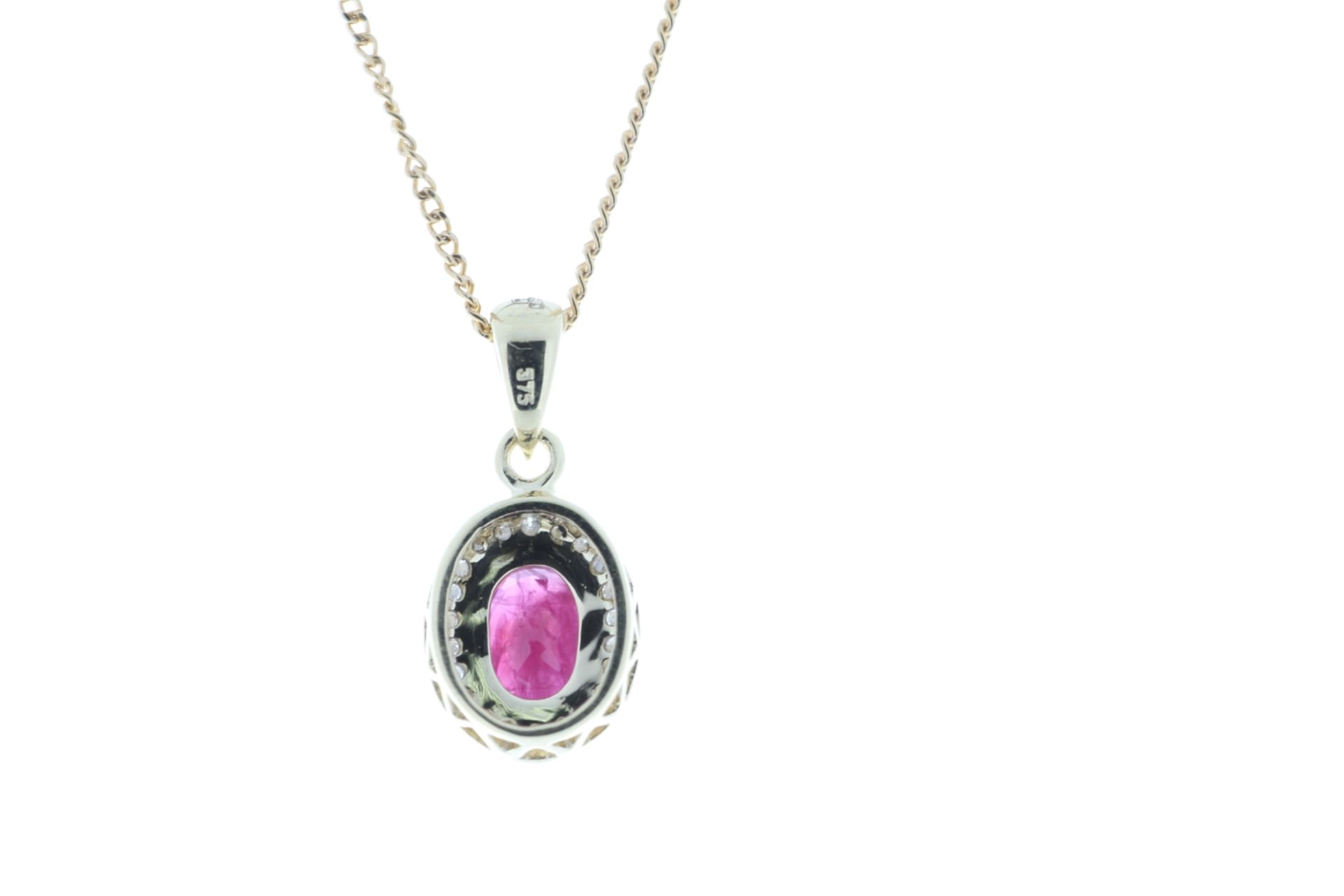 9ct Yellow Gold Diamond And Ruby Pendant (R 0.77) 0.11 Carats - Valued By GIE £2,095.00 - An oval - Image 3 of 5