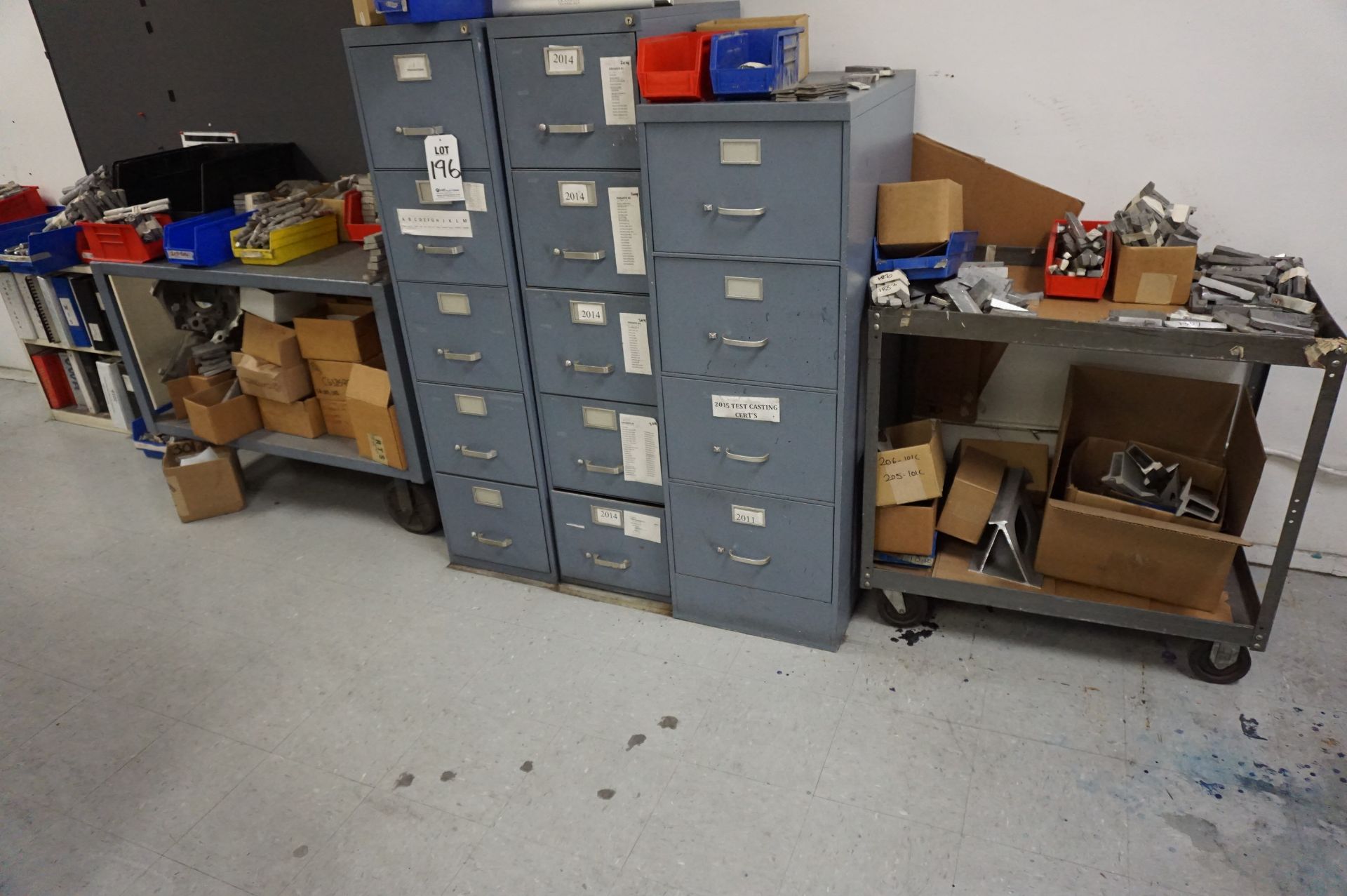 LOT TO INCLUDE: (2) ROLLING CARTS WITH CONTENTS (3) FILE CABINETS