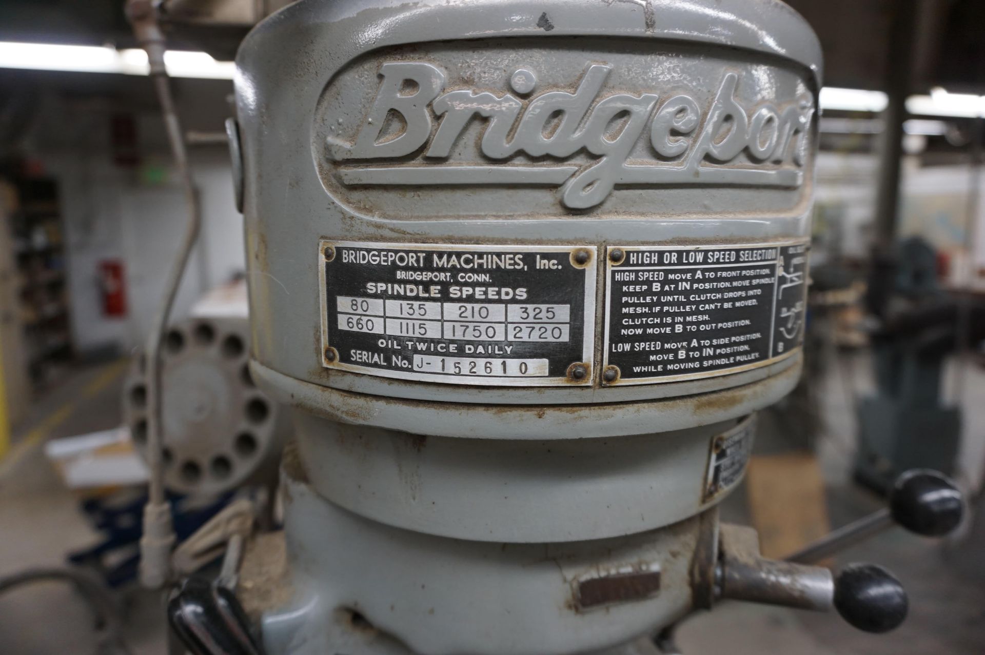 BRIDGEPORT MILLING MACHINE, S/N J152610 **Rigging provided exclusively by Golden Bear Services. - Image 4 of 6