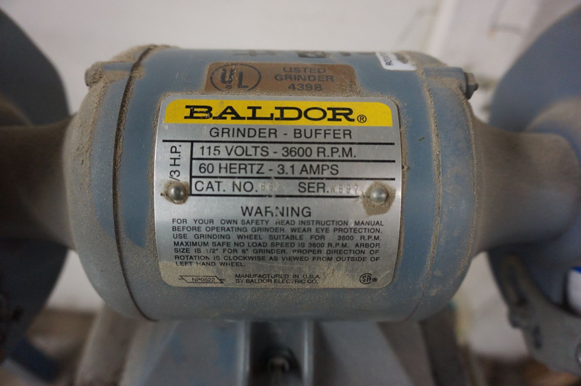LOT TO INCLUDE: (1) BALDOR 662 GRINDER AND BUFFER, S/N W 697, (1) DAYTON MODEL 4TR21 SHOP VAC ** - Image 2 of 4