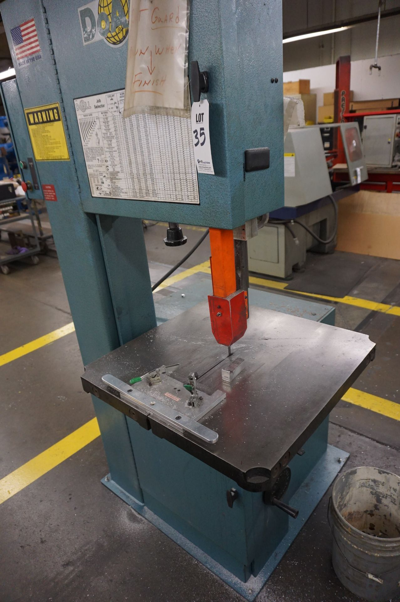 DOALL MODEL 2013-V METAL CUTTING VERTICAL BANDSAW, S/N 571-15565 **Rigging provided exclusively by - Image 2 of 3
