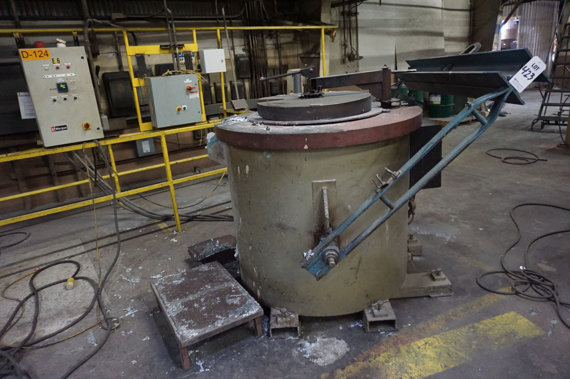 MORGAN MODEL EL 500 LADLE FURNACE, ALUMINUM MELTING, 975 LBS CAPACITY, 36 KW WITH CONTROLS **Rigging