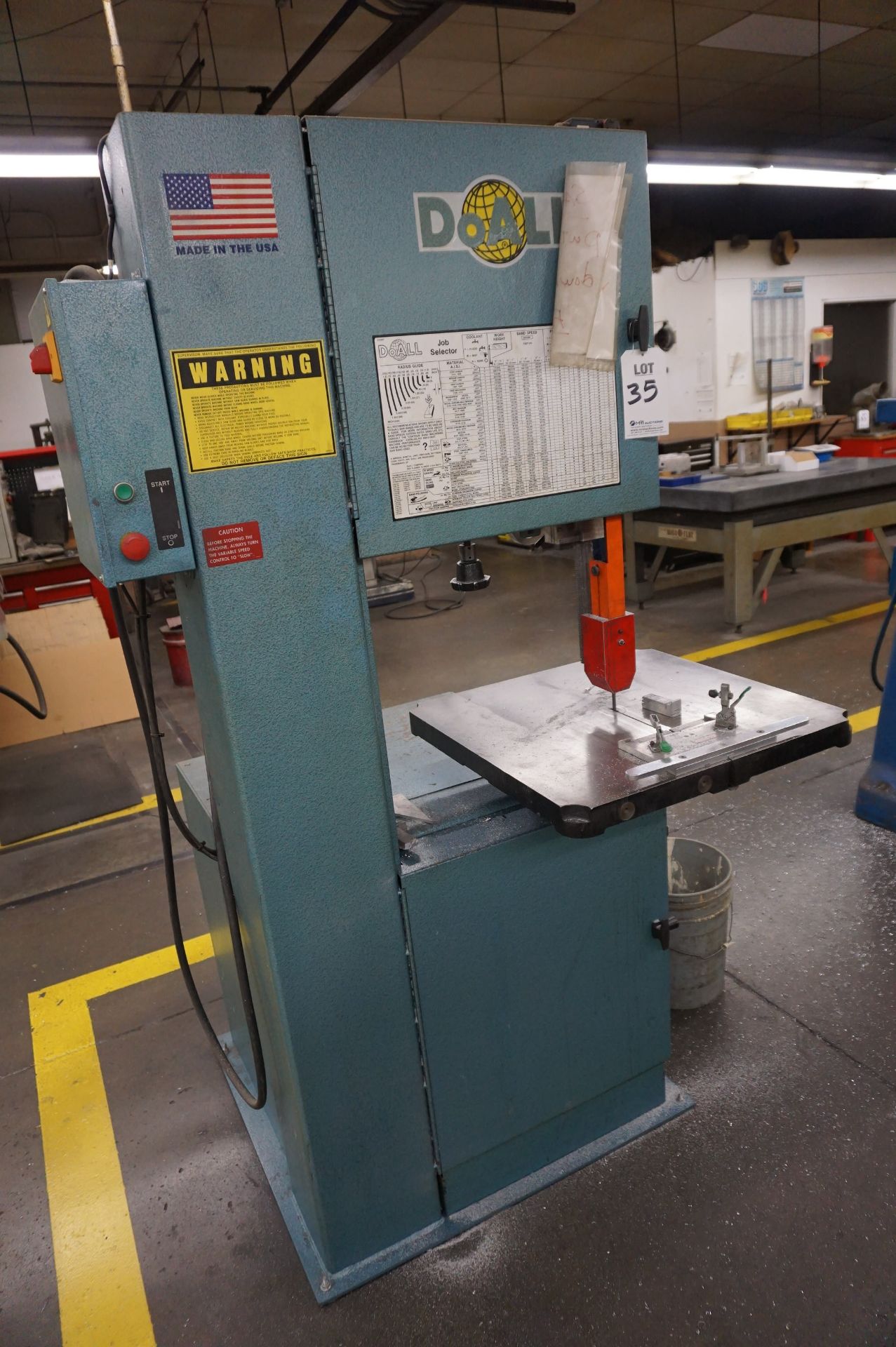 DOALL MODEL 2013-V METAL CUTTING VERTICAL BANDSAW, S/N 571-15565 **Rigging provided exclusively by