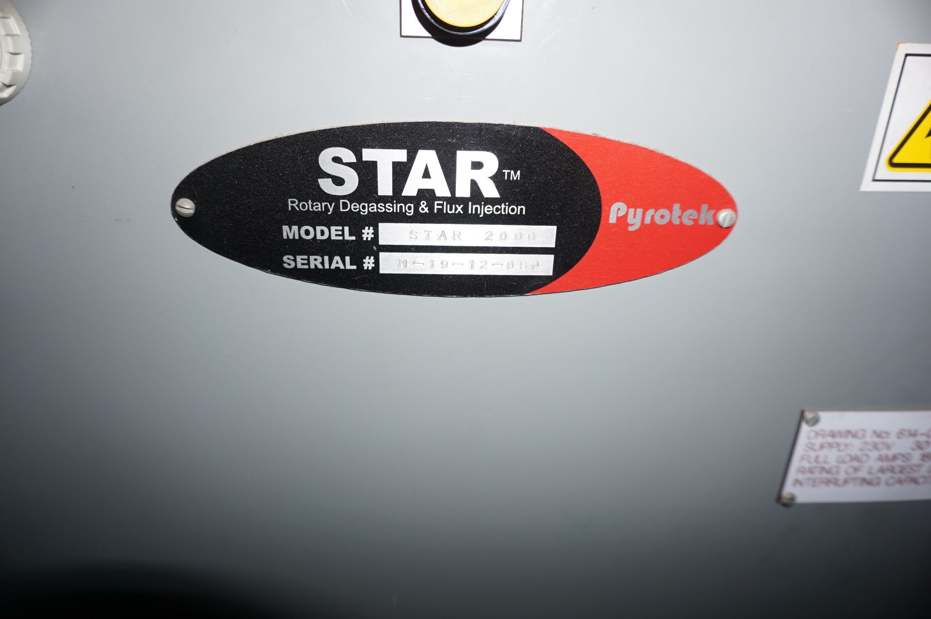 PYROTEK MODEL STAR 2000 PORTABLE DEGASSING UNIT S/N M-19-12-089 **Rigging provided exclusively by - Image 5 of 5