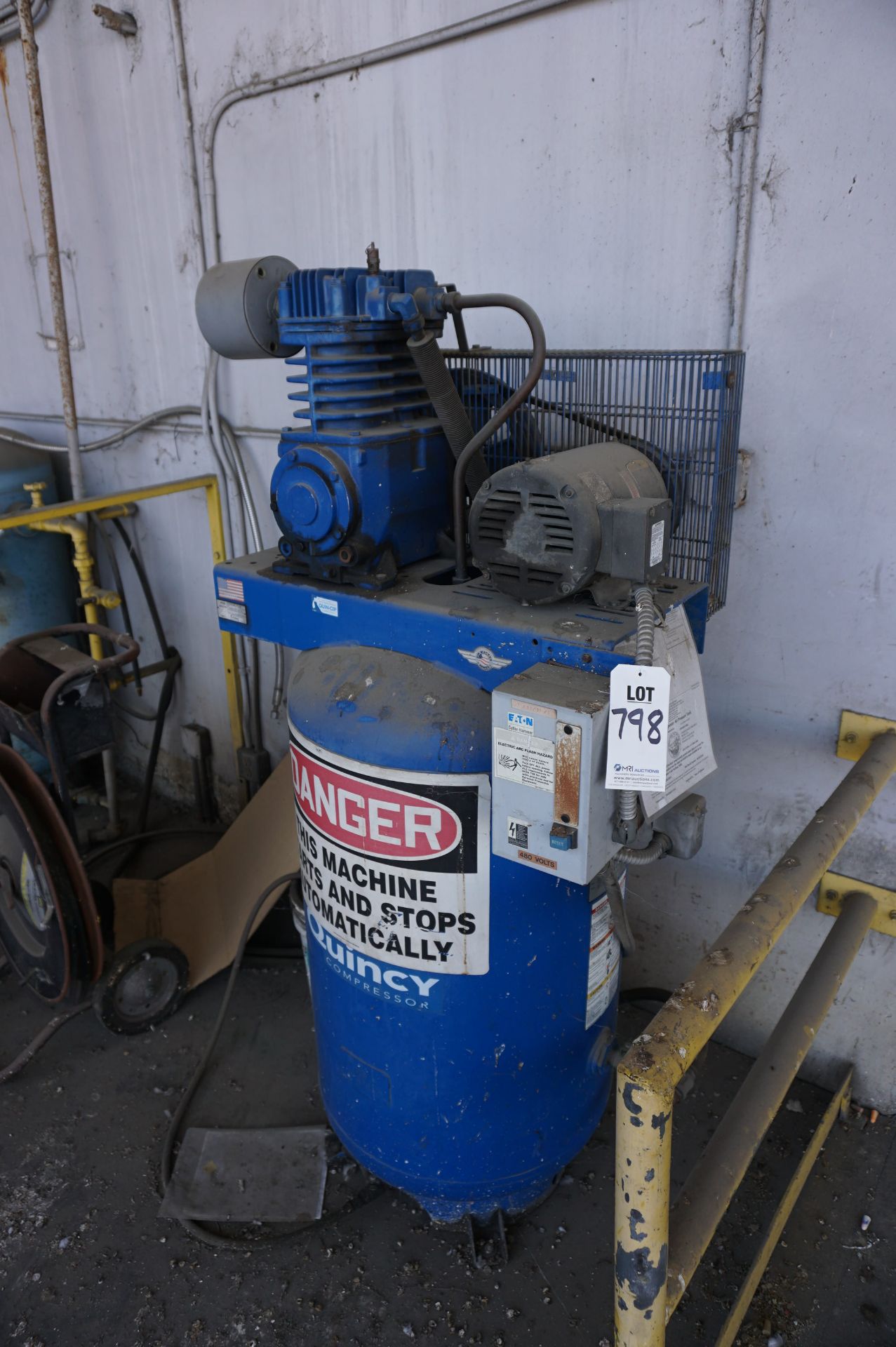 QUINCY AIR COMPRESSOR, VERTICAL TANK, 80 GALLON, MODEL 253DS80VCB46, S/N 200611 **Rigging provided