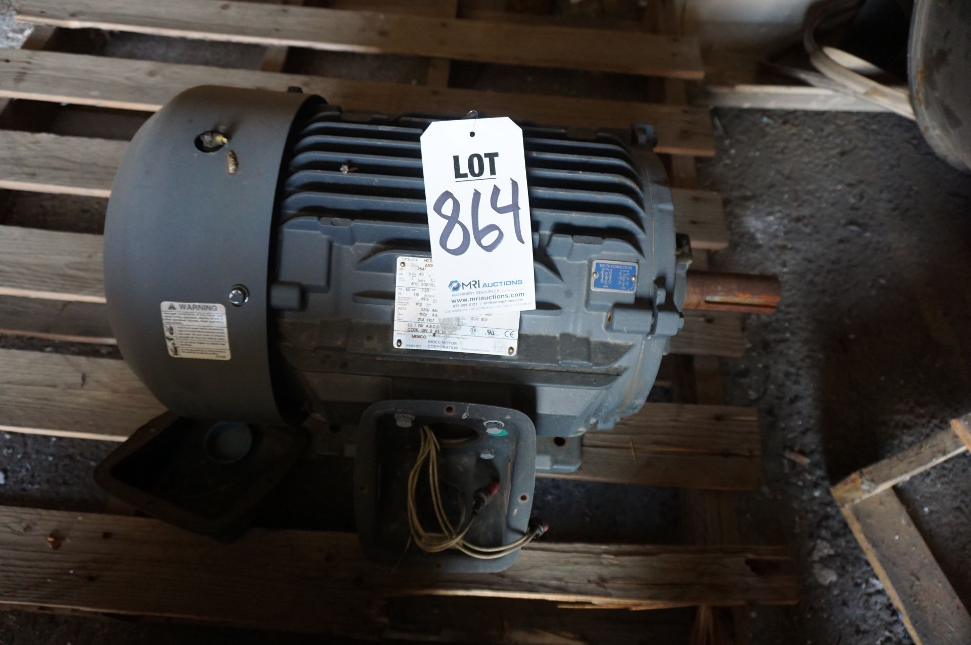 PALLET LOT: 7.5 HP NIDEC MODEL G805, CAT#HD7P3E, RPM 1180 **Rigging provided exclusively by Golden