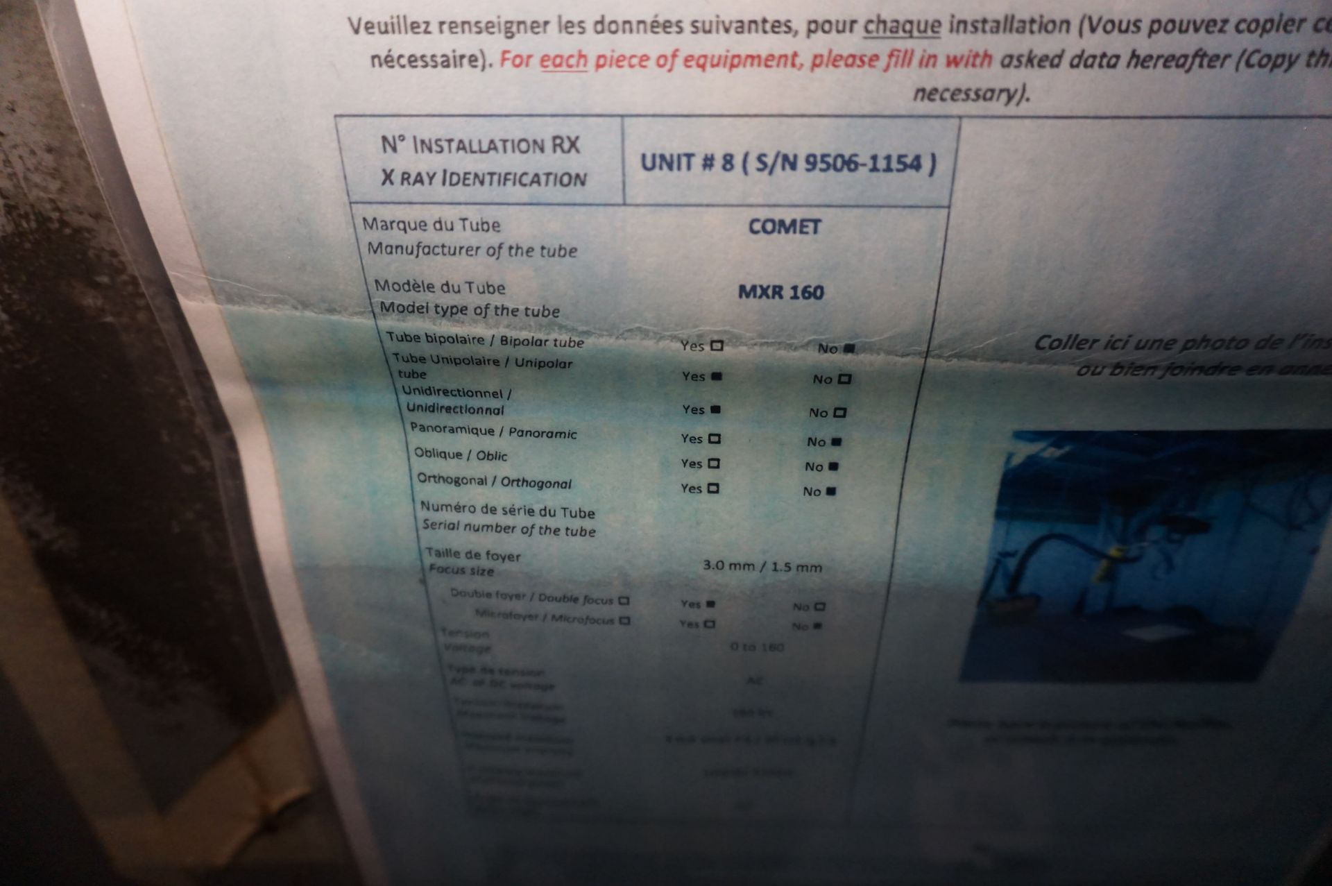 X-RAY MACHINE AND BOOTH WITH CONTENTS TO INCLUDE BUT NOT LIMITED TO: COMET MXR 160 X-RAY MACHINE, - Image 8 of 9