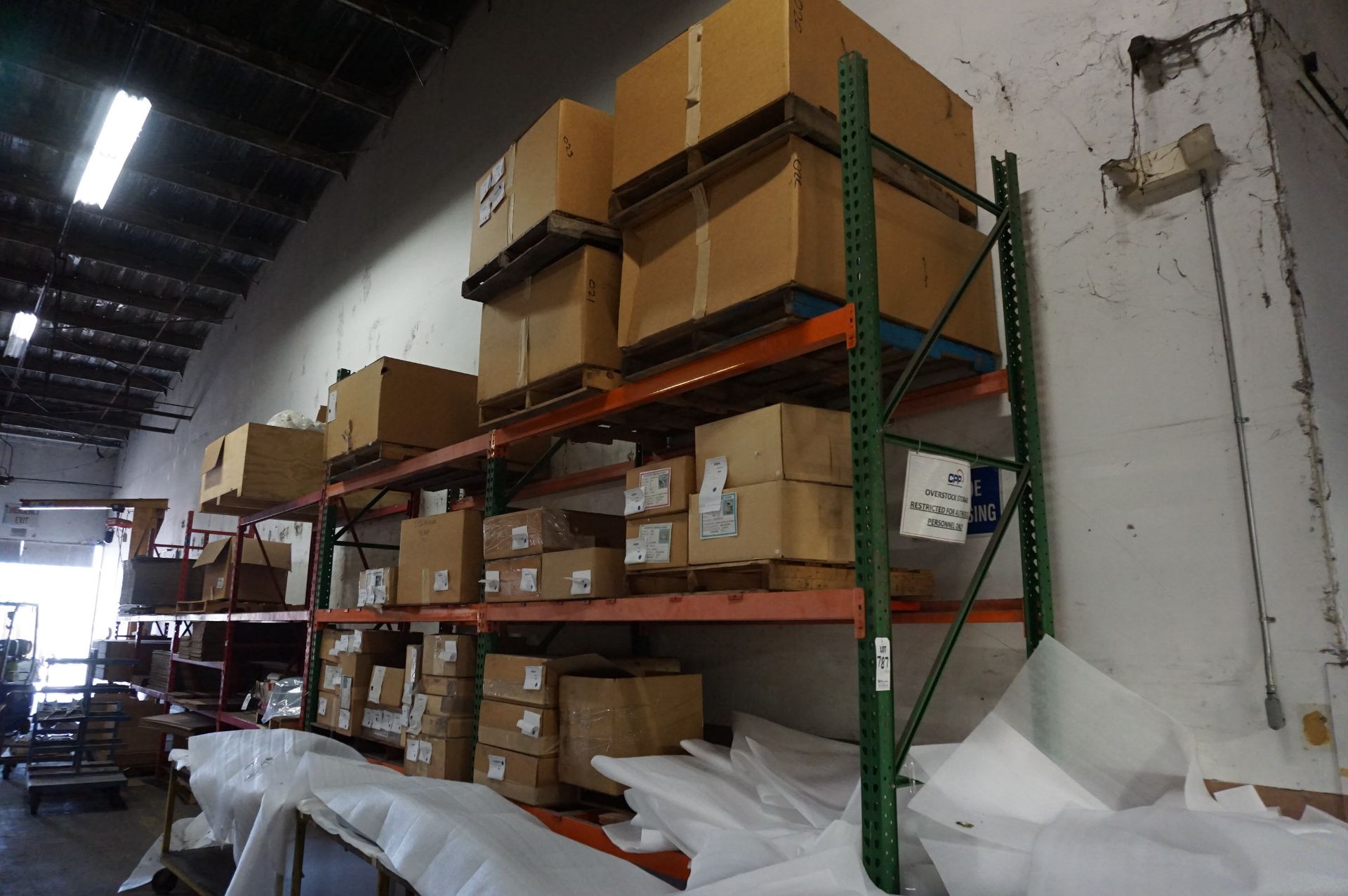 (5) SECTIONS OF PALLET RACKING, NO CONTENTS **Rigging provided exclusively by Golden Bear