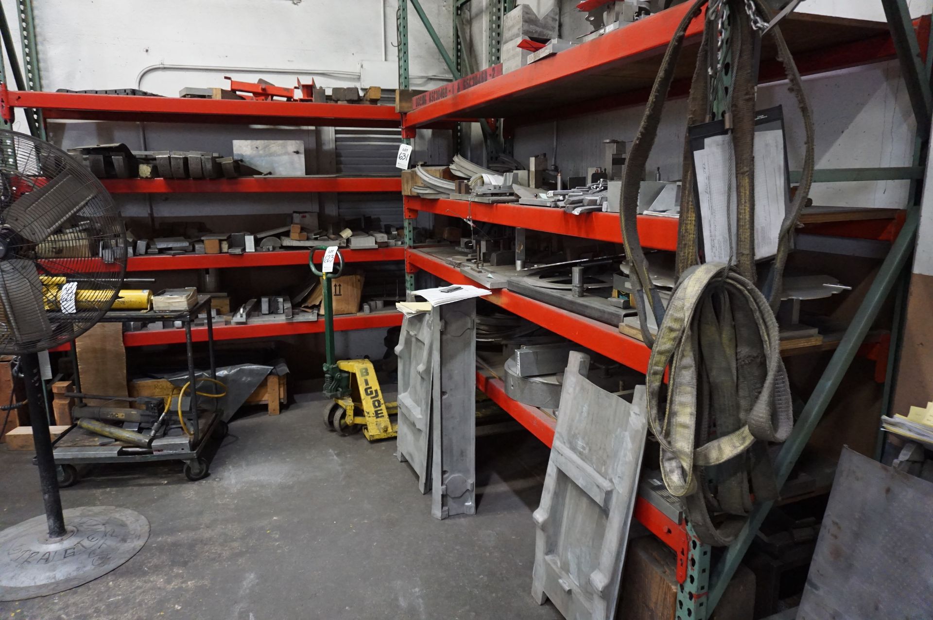 (3) SECTIONS OF PALLET RACKING, DIMENSIONS, 9' CROSSBEAMS, 10' UPRIGHTS *NO CONTENTS* **Rigging