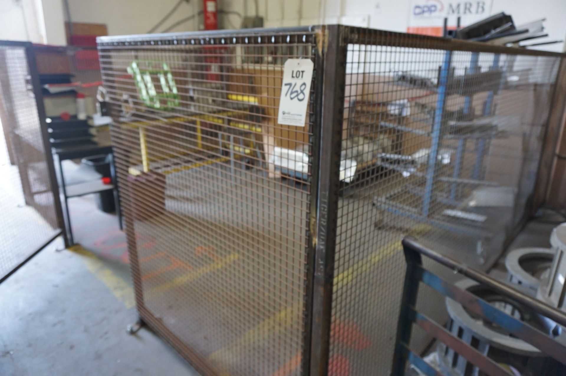 LOT TO INCLUDE: STEEL CAGE,147" X 151" X 60", MISC. STEEL CABINETS