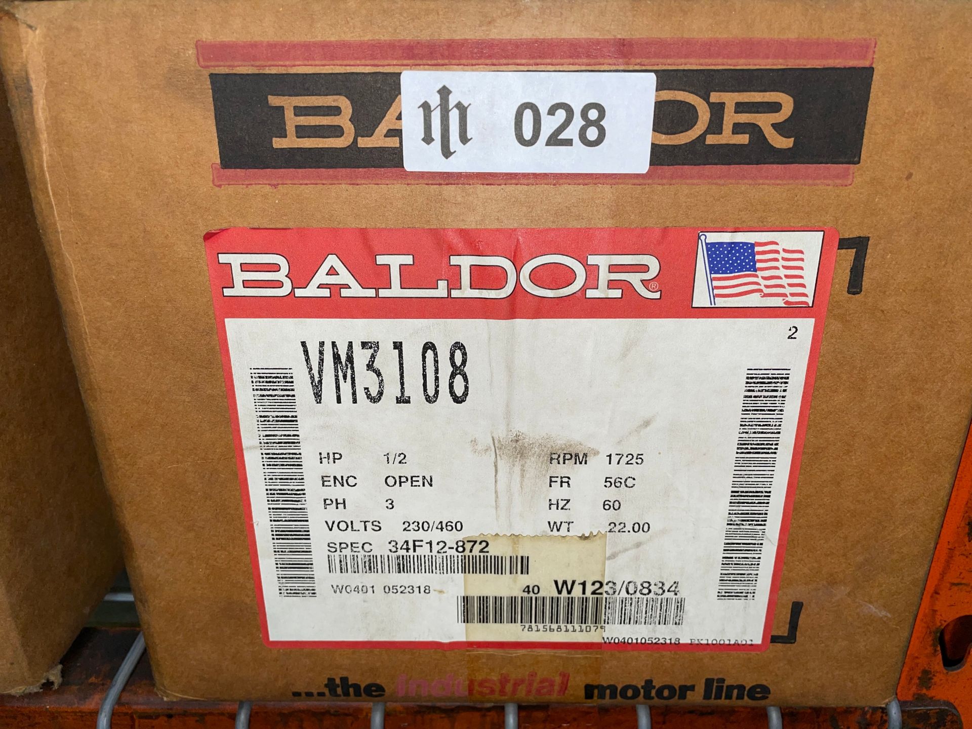 Baldor VM3108 Motor, 1/2HP - Image 3 of 3