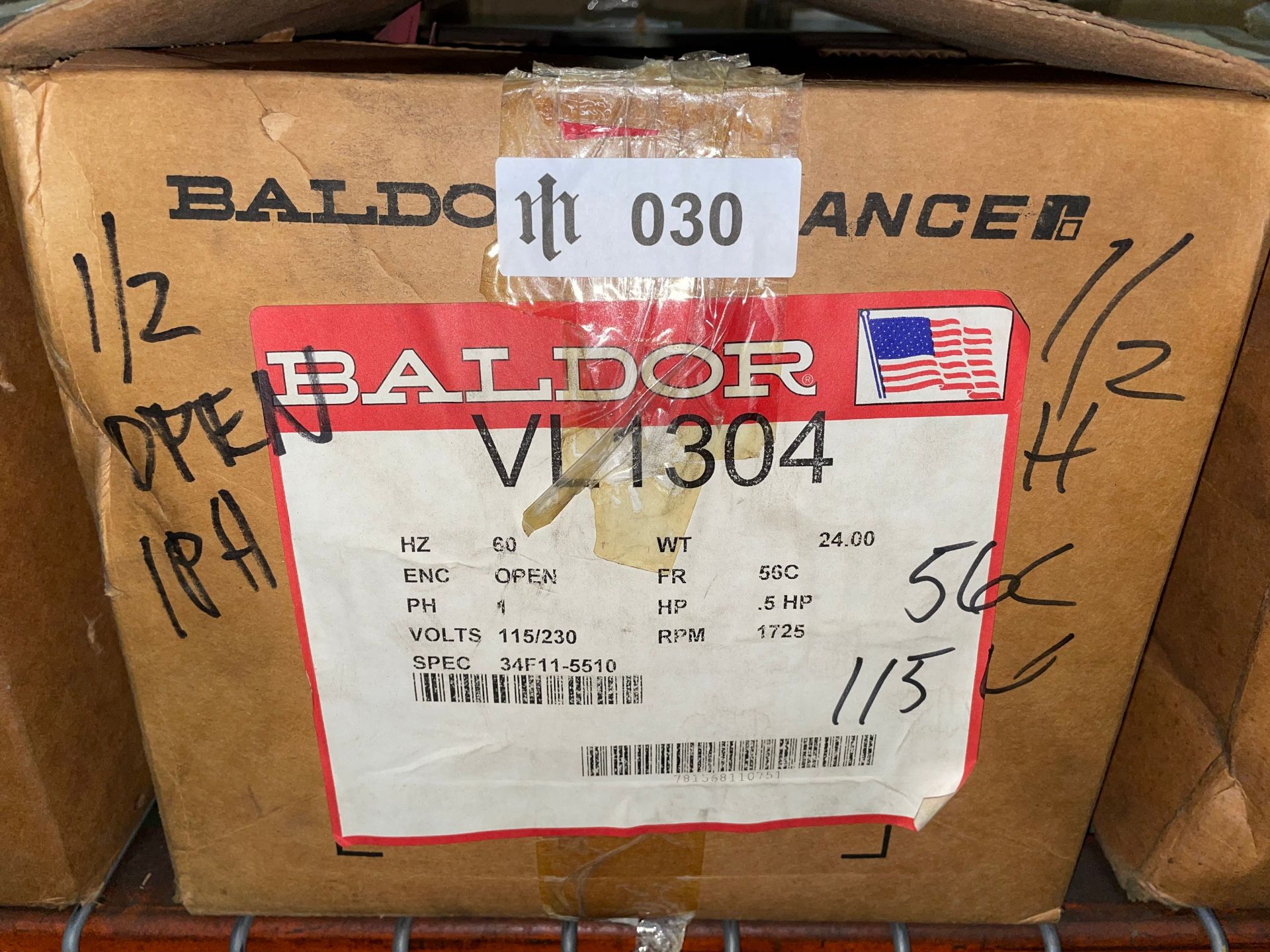 Baldor VL1304 Motor, 1/2HP - Image 3 of 3