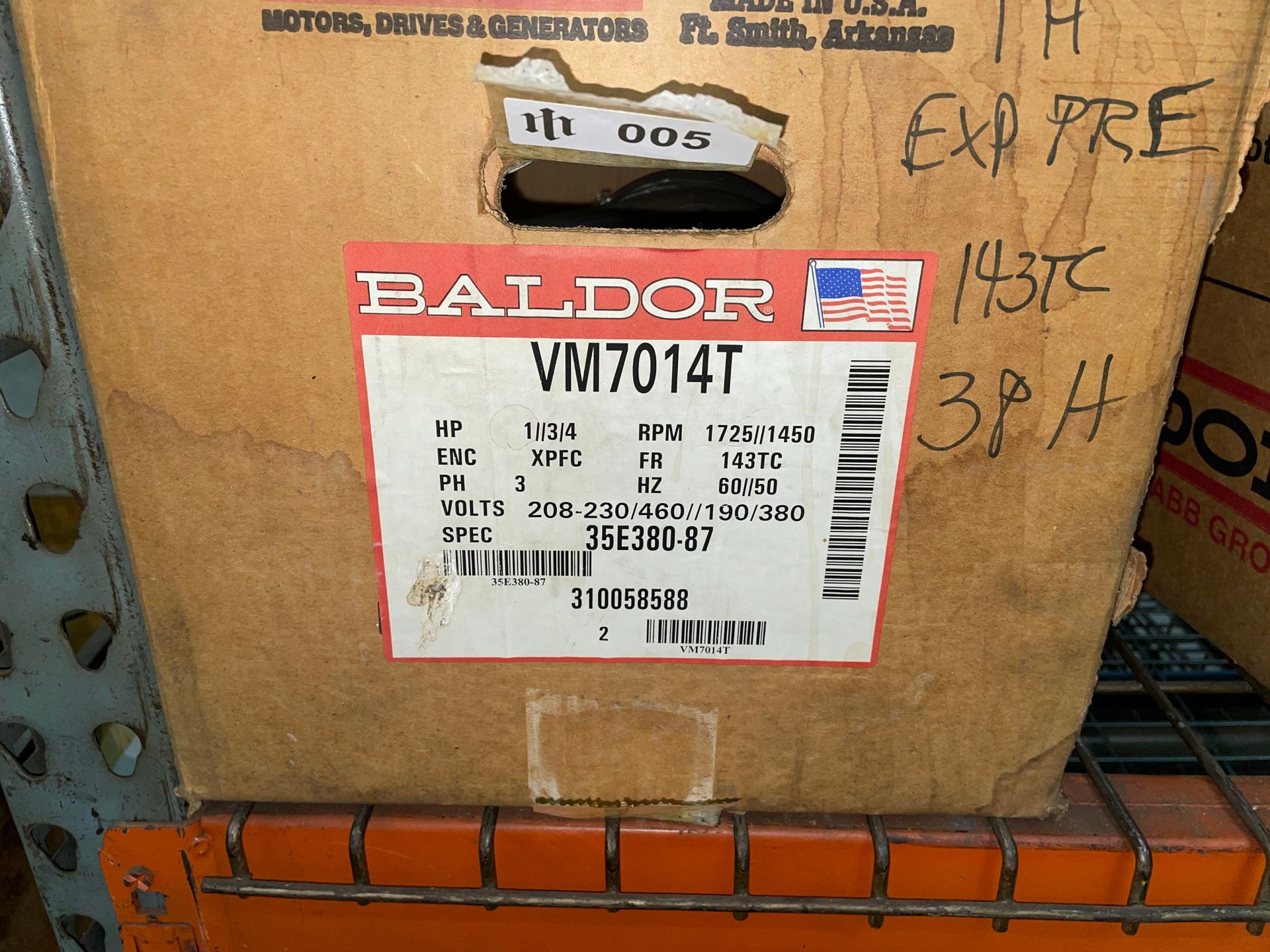 Baldor VM7014T Explosion Proof Motor, 1HP - Image 3 of 3