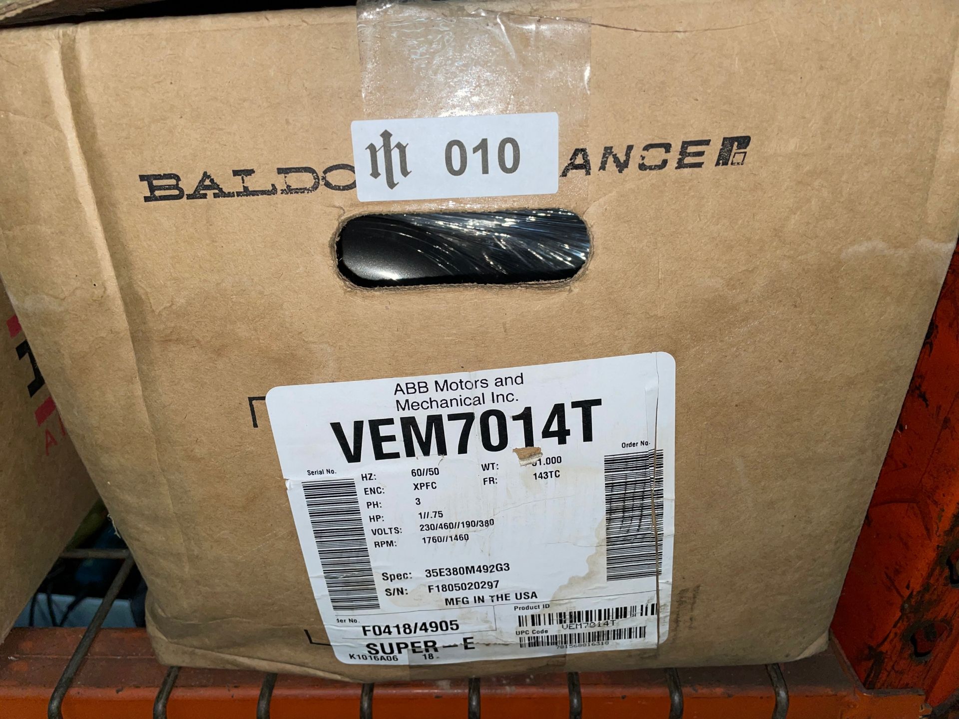 Baldor VEM7014T Explosion Proof Super-E Motor, 1HP - Image 3 of 3