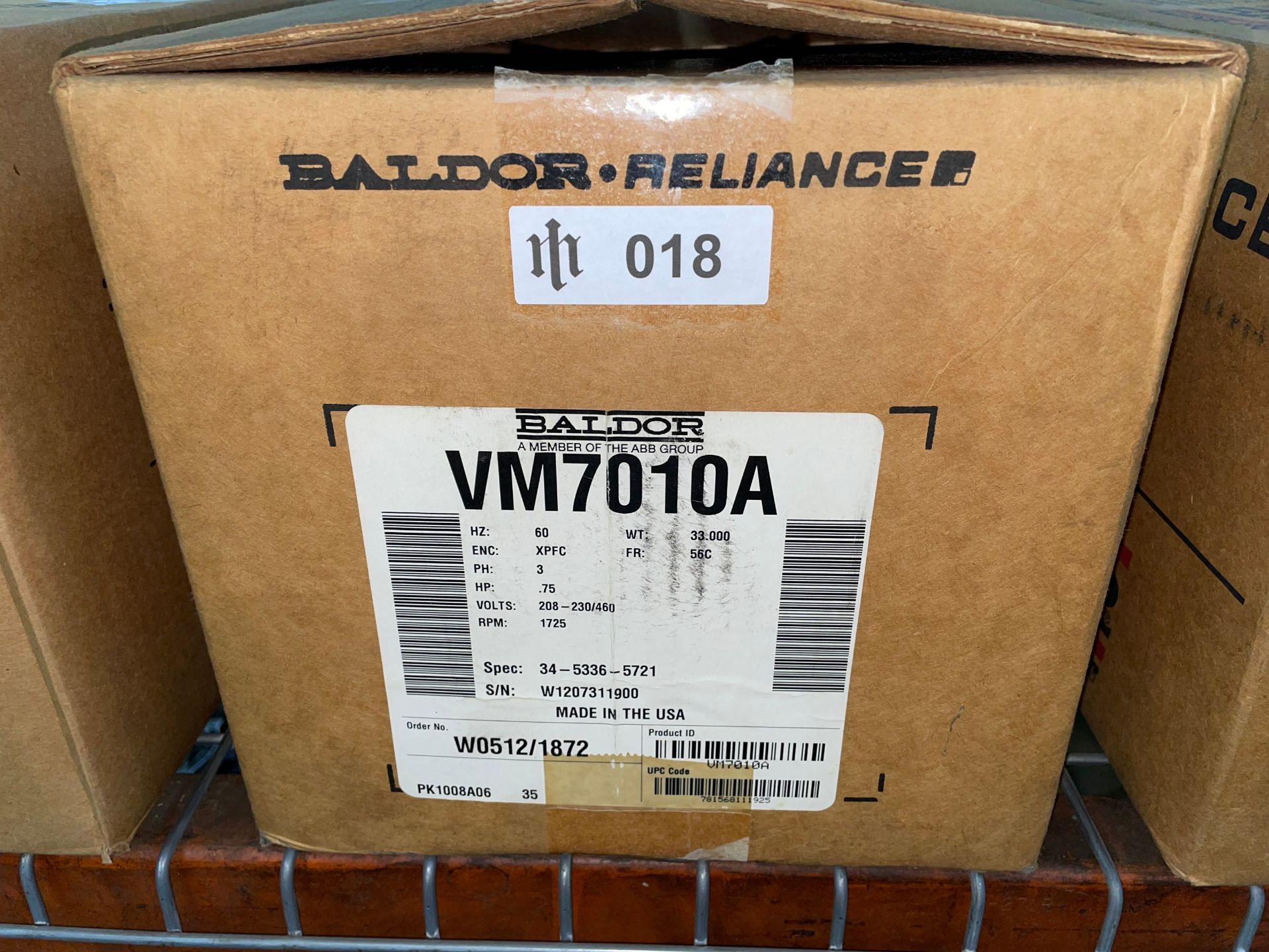 Baldor VM7010A Exposion Proof Motor, 3/4HP - Image 3 of 3