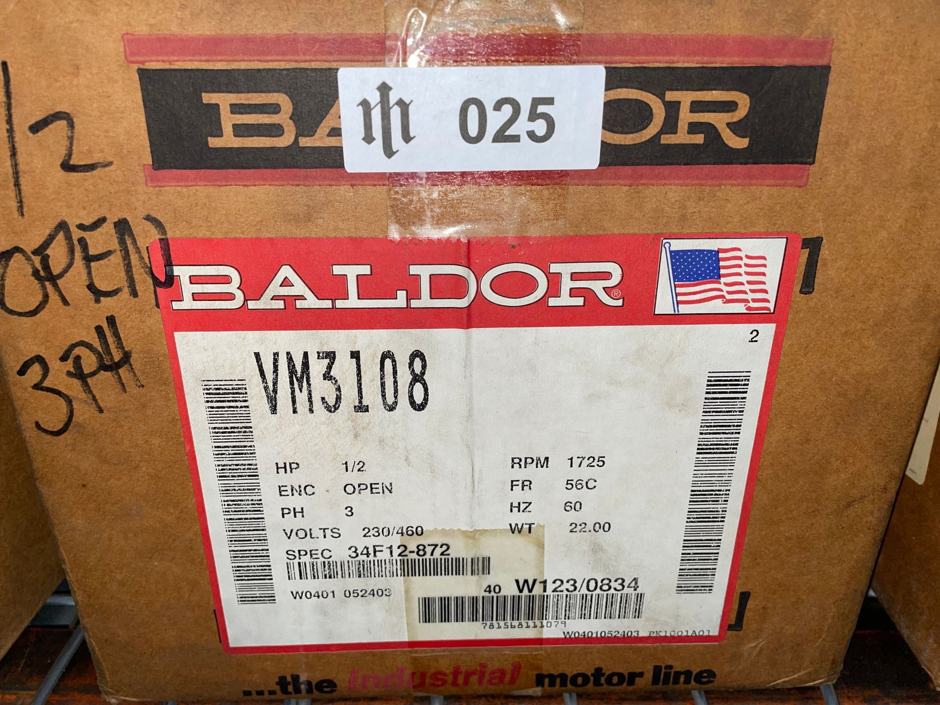 Baldor VM3108 Motor, 1/2HP - Image 3 of 3