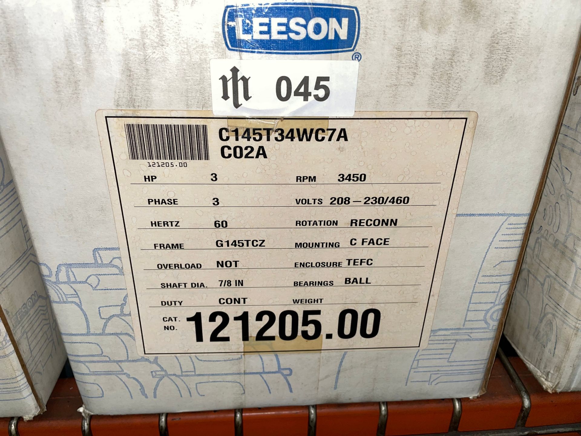 Leeson C145T34WC7A C02A Motor, 3HP - Image 3 of 3