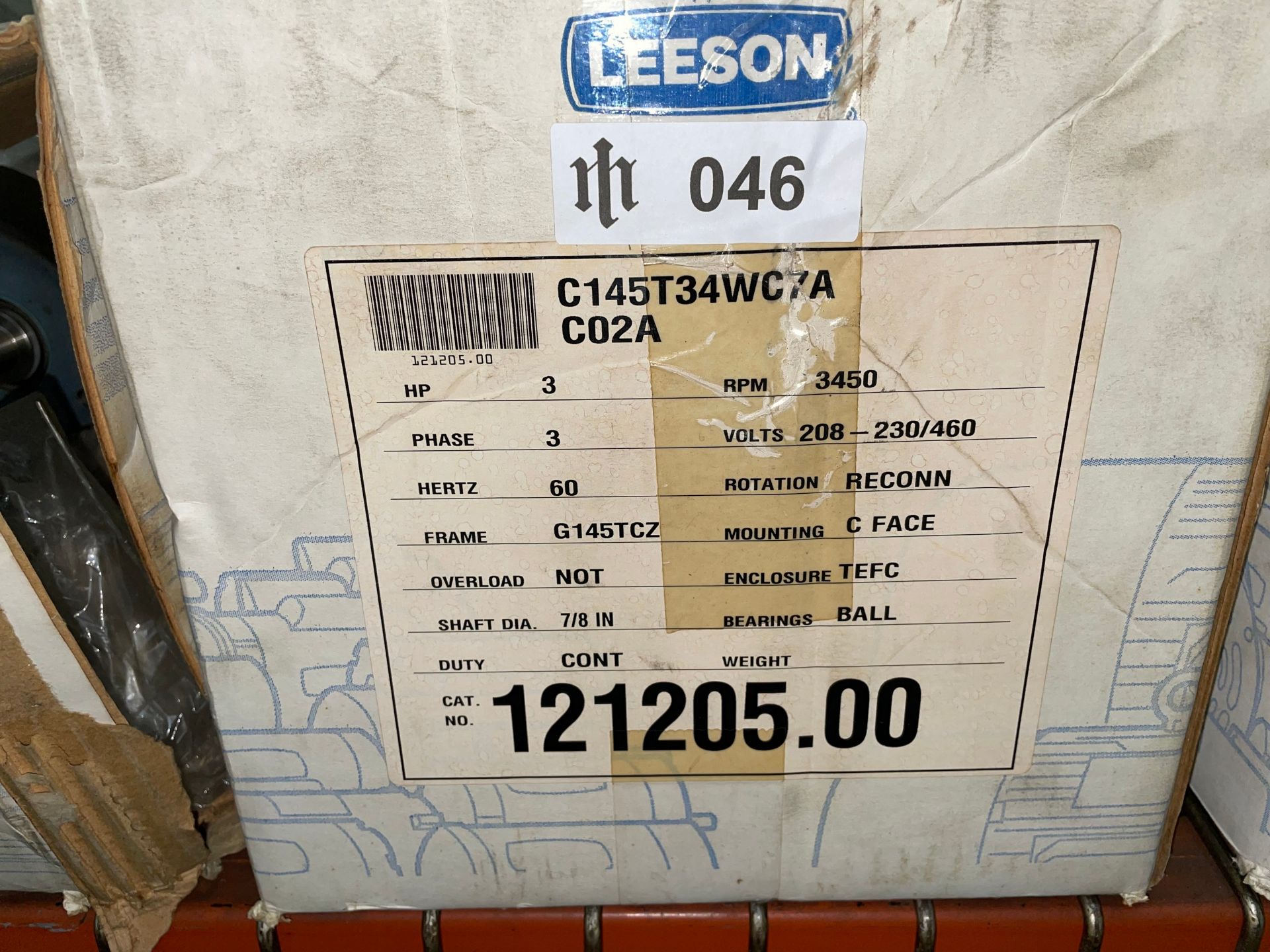 Leeson C145T34WC7A C02A Motor, 3HP - Image 3 of 3