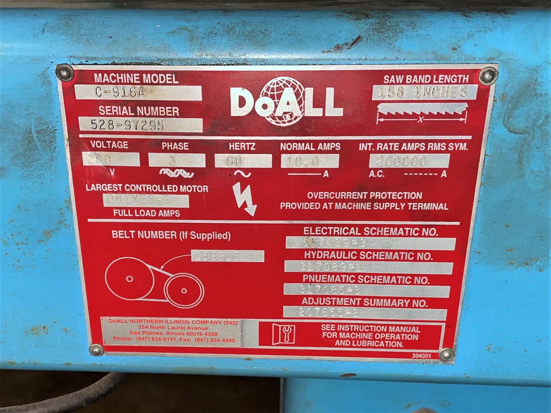 DoAll Mdl. C-916A Horizontal Band Saw - Image 8 of 8