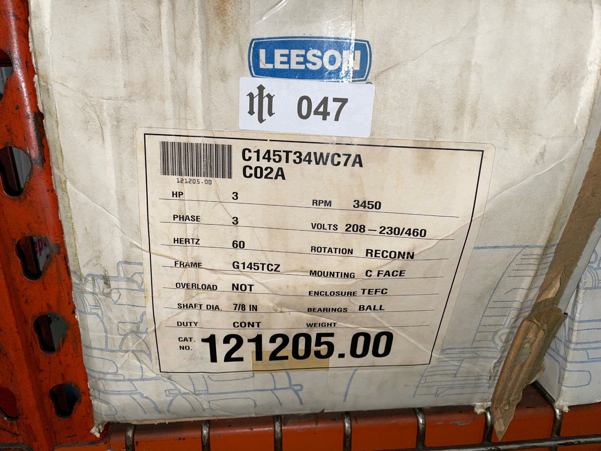 Leeson C145T34WC7A C02A Motor, 3HP - Image 3 of 3