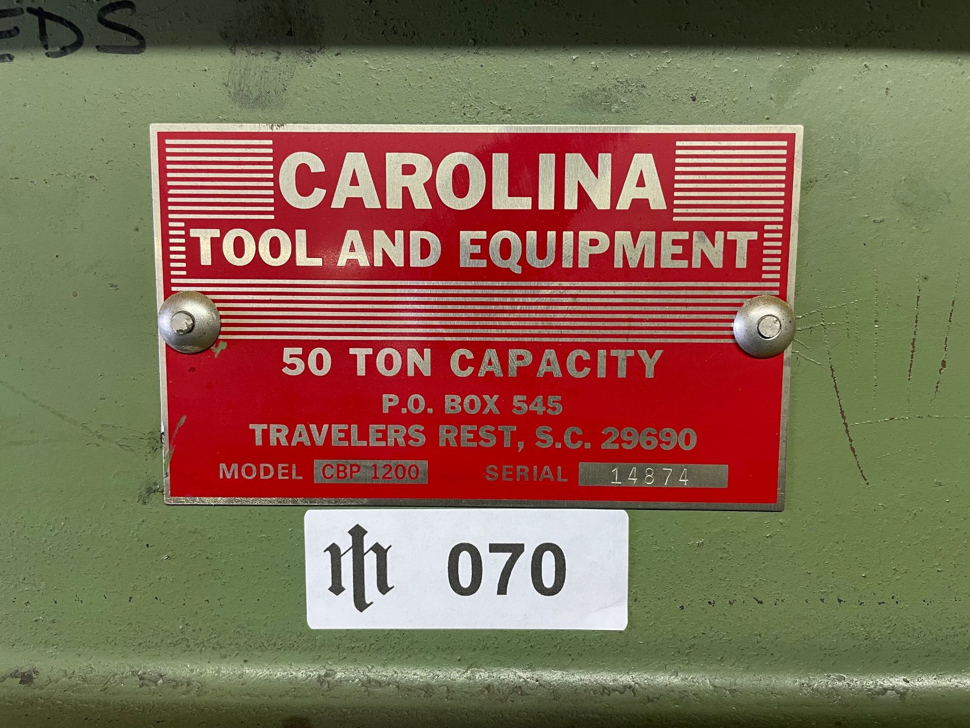 Carolina Mdl. CBP 1200 H-Frame Hydraulic Shop Press - Image 5 of 5