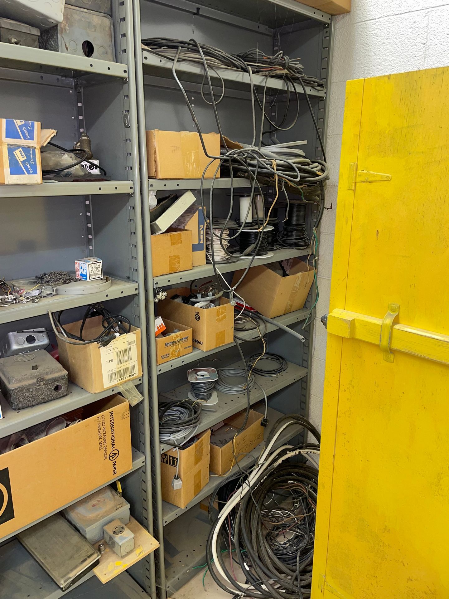 Lot with (2) Metal Storage Shelves and Contents of Electrical Supplies - Image 2 of 3