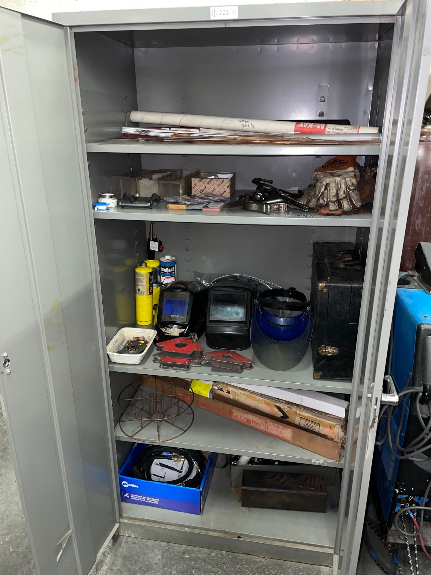 Metal 2-Door Storage Cabinet with Contens of Welding Supplies - Image 2 of 3