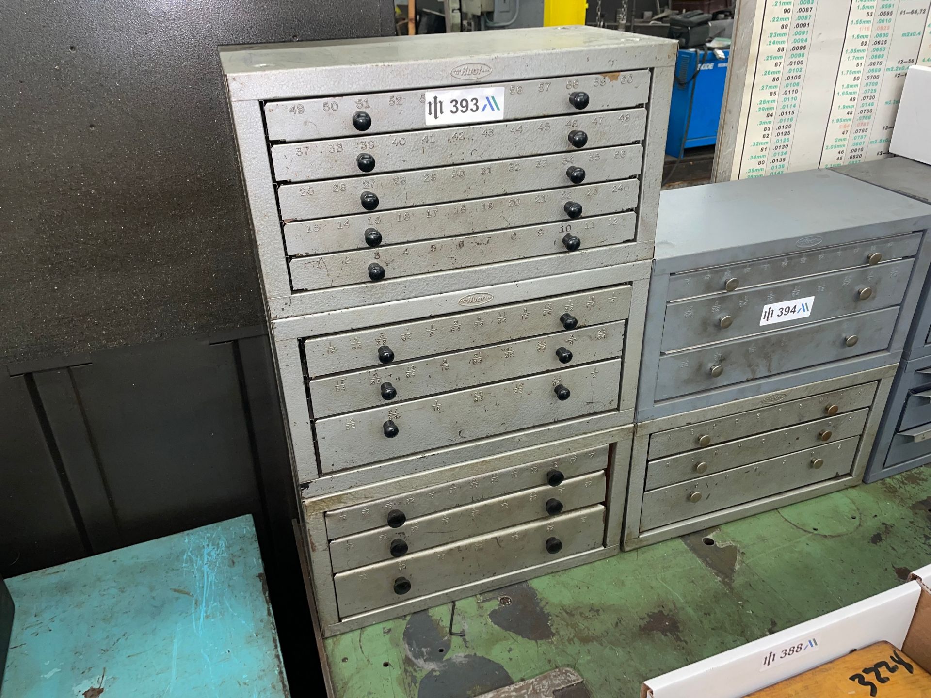 Lot with (3) Huot Drill Bit Cabinets with Contents