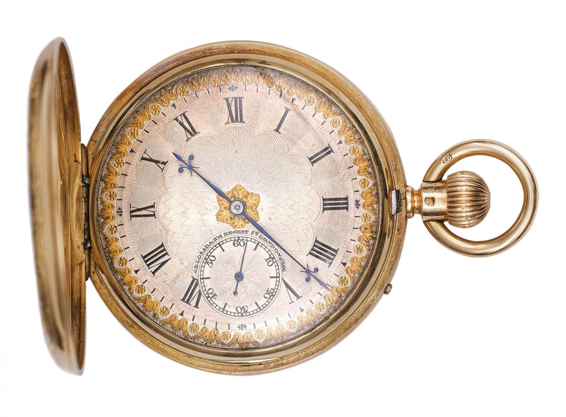 Reloj de bolsillo siglo XIX saboneta de tres tapas realizado en oro amarillo 18 kts