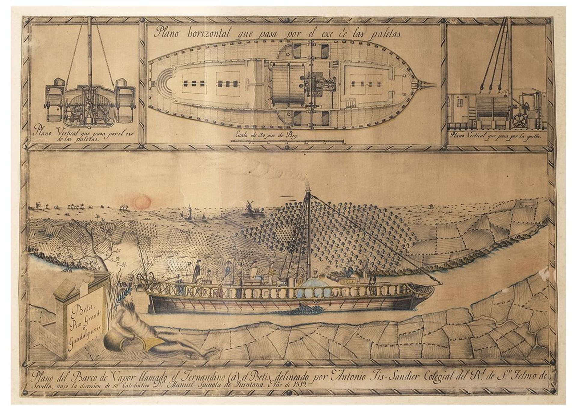 Plano del barco de vapor llamado el Fernandino