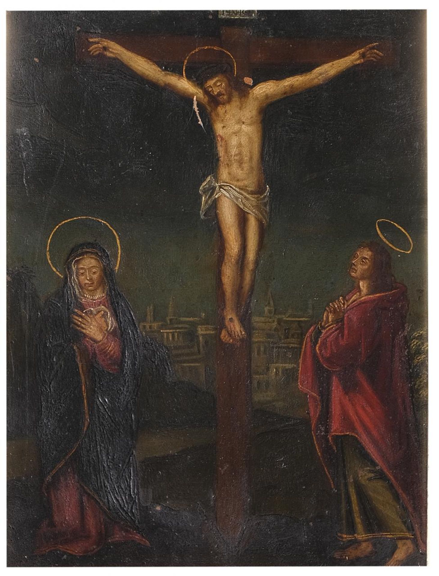 Cristo crucificado, la Virgen y San Juan
