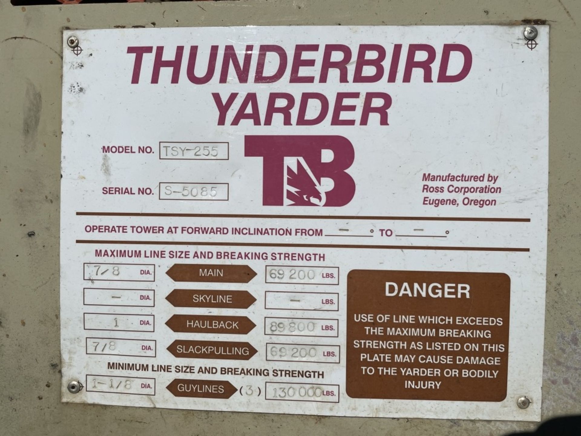 1988 Thunderbird TSY-255 Crawler Yarder - Image 38 of 40