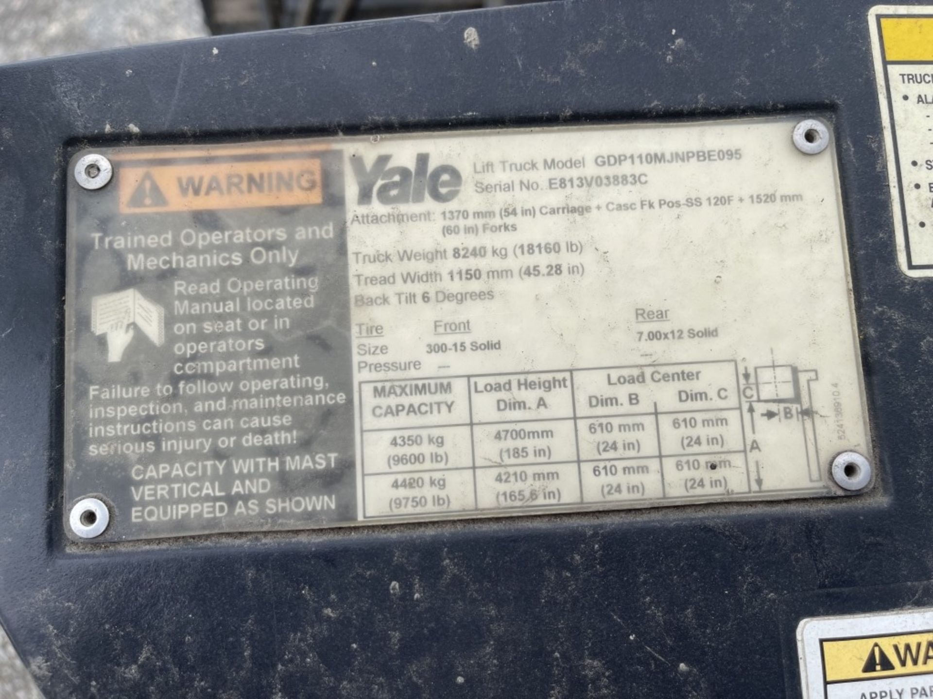 2005 Yale GDP110M Forklift - Image 10 of 18