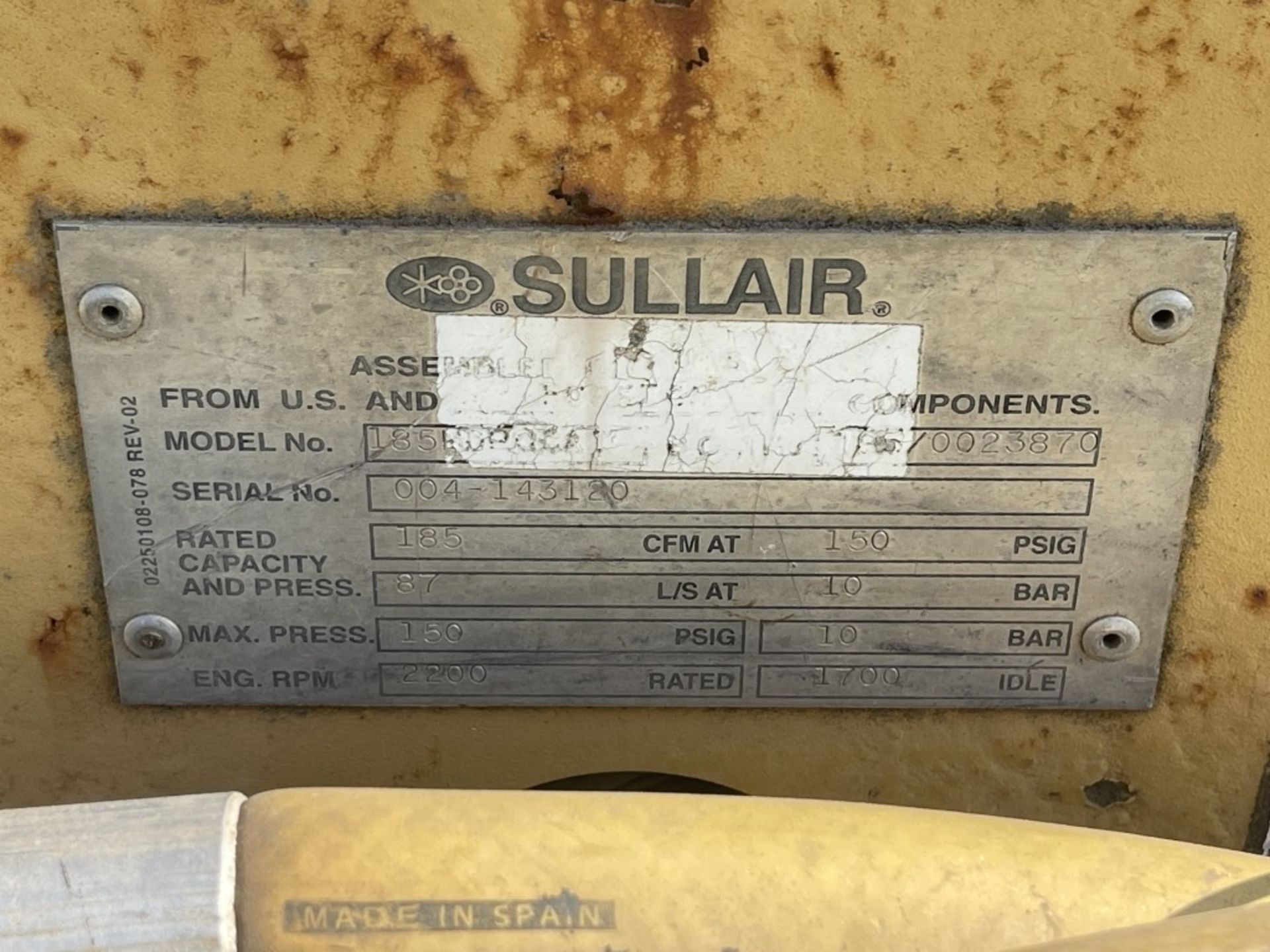 Sullair 185H Towable Air Compressor - Image 11 of 25