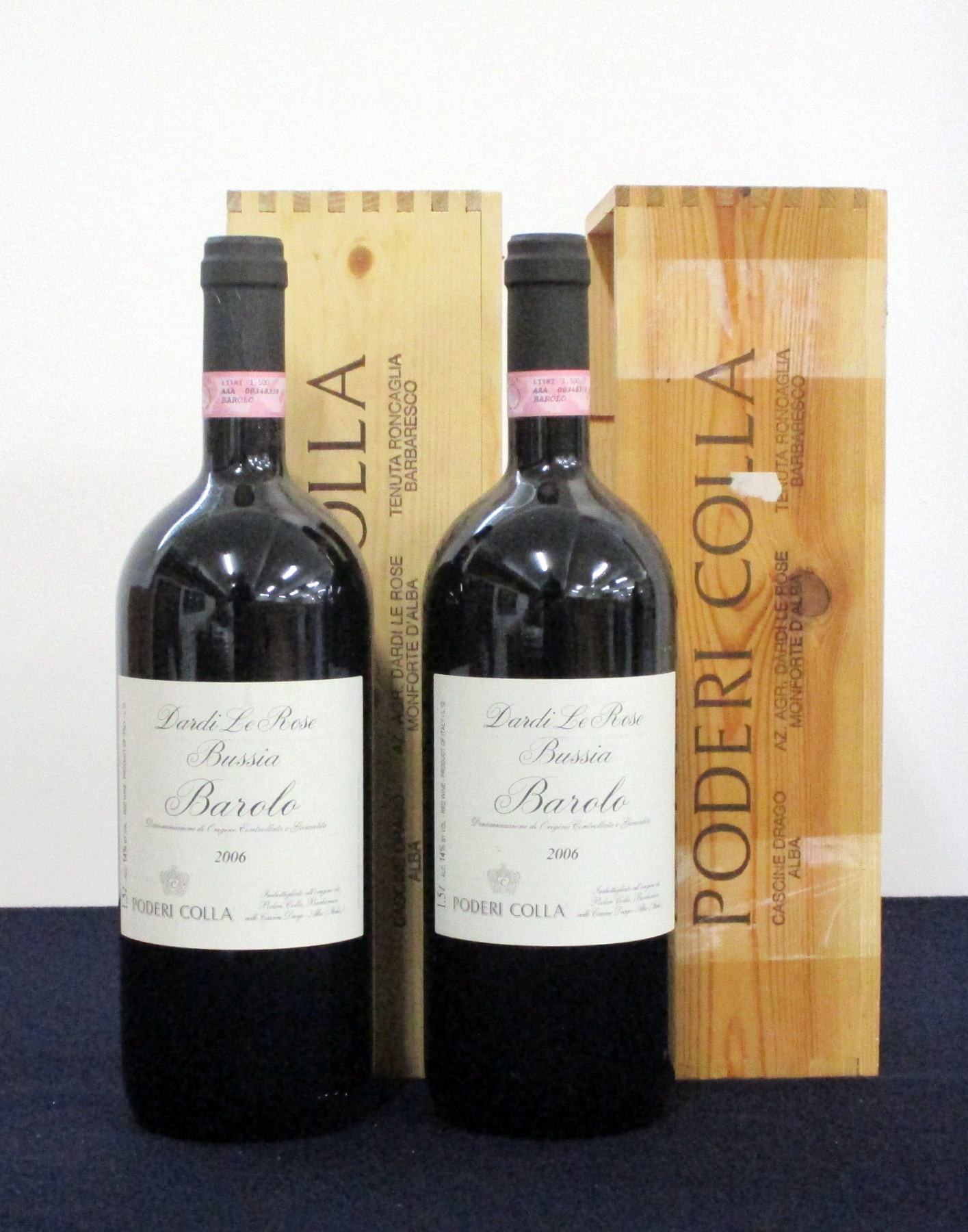 2 magnums Poderi Colla Barolo Bussia Dardi Le Rose 2006 in individual owc's i.n