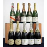 1 bt G. H. Mumm Cordon Rouge 1982 vsl bs, sl torn label 1 bt Lanson Red Label 1983 vsl torn label