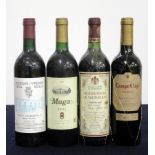 1 bt Vega Sicilia Tinto Valbuena Ribera del Duero 1985 vts 1 bt Muga Rioja Reserva 1985 vts, sl bs 1