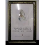 Ponder Estate 'The Drover' Print Michael Ponder Olive Oil Wine, Fine Art, Marlborough Framed 98cm