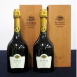 2 bts Taittinger Comtes de Champagne Blanc de Blancs Champagne 2006 ind polished part wooden