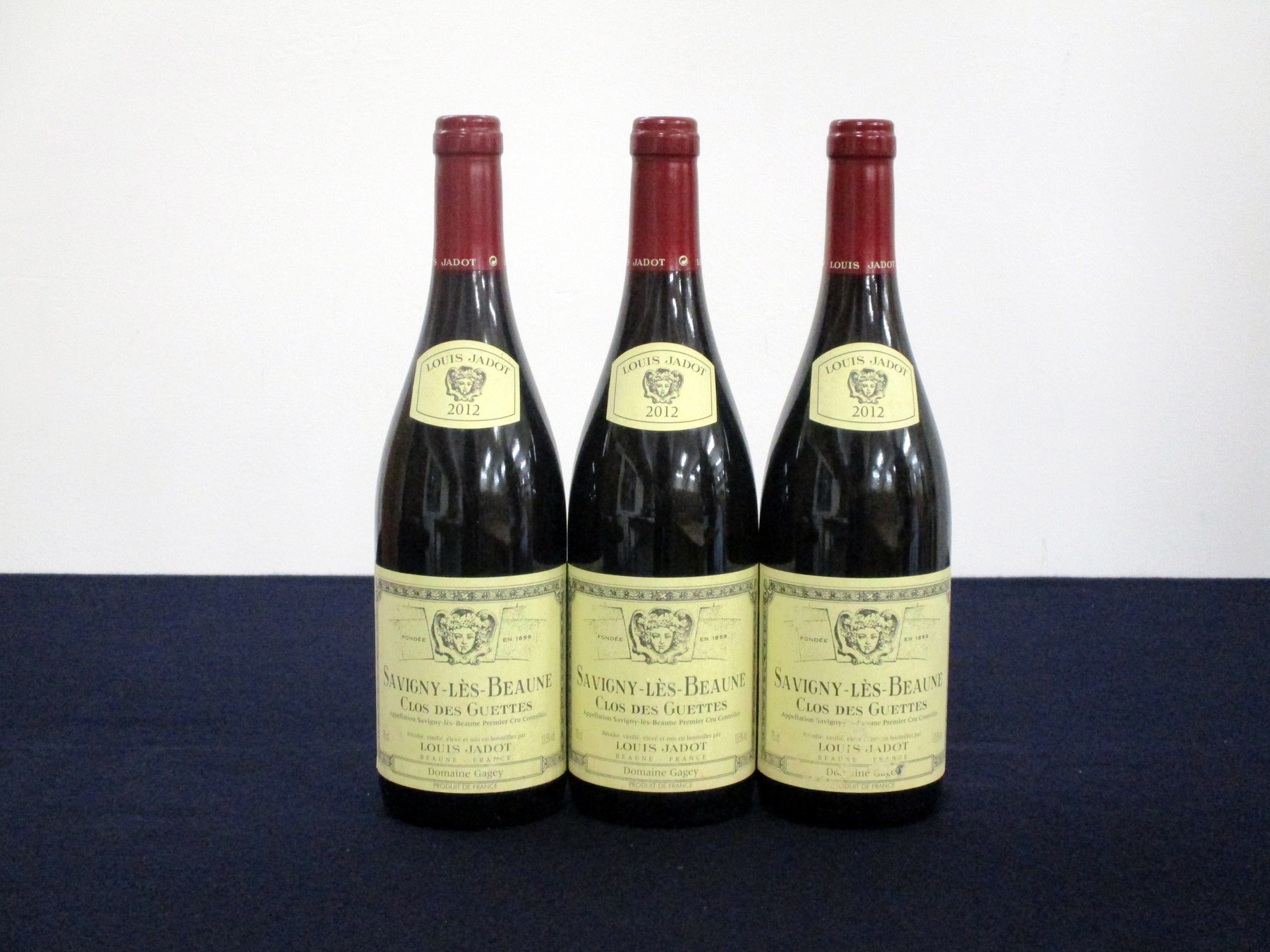 3 bts Savigny-Lès Beaune 1er Cru Clos des Guettes 2012 Dom Gagey Louis Jadot 1 vsl scuffed label