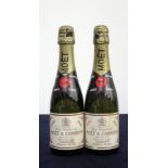 2 hf bts Moët et Chandon Dry Imperial Champagne 1966 aged labels, sl foil damage