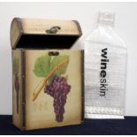 A Decorative 'Dom Agincourt' 2 bt Wine Carrier 4 3M 'Wine Skin' packaging sleeves