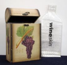 A Decorative 'Dom Agincourt' 2 bt Wine Carrier 4 3M 'Wine Skin' packaging sleeves