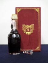 1 bt Prunier 1865 Cognac with Cut Glass and Etched Decanter in lined presentation case with stopper
