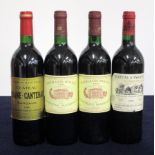 1 bt Ch. Brane-Cantenac 1988 Margaux Grand Cru Classé i.n 2 bts Pavillon Rouge du Ch. Margaux 1990