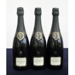 3 bts Bollinger Grande Année Brut Champagne 1990 sl nicks to front labels, sl nicks to rear labels